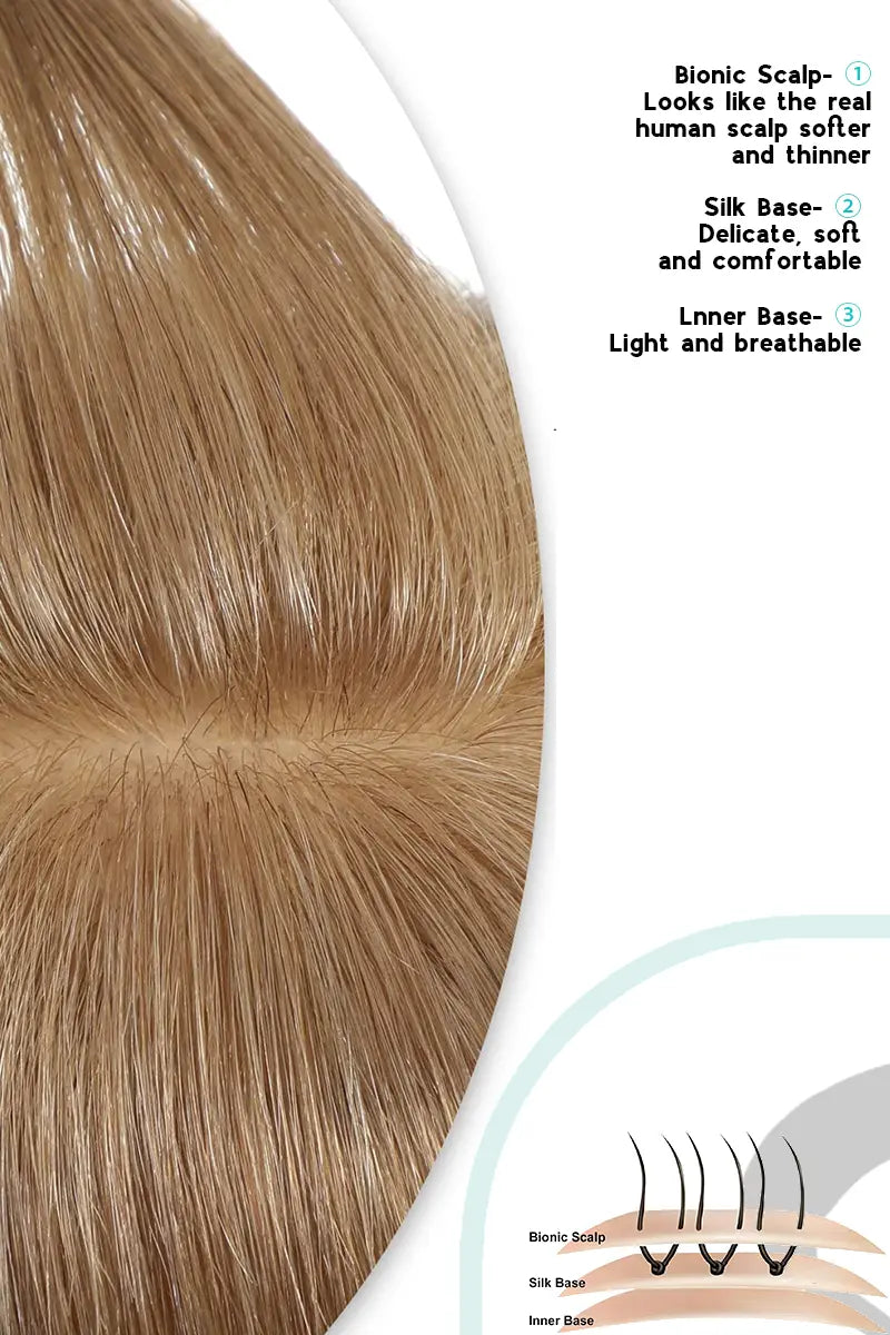 Flavia Silk Top Remy Human Hair Topper #6 Light Brown