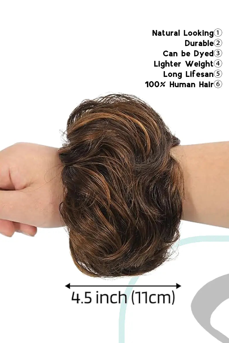 Seully Messy Bun Hair Piece Medium Brown with Golden Highlights