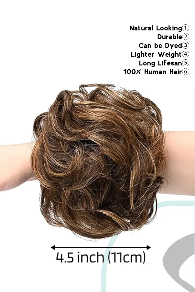 Seully Messy Bun Hair Piece Medium Brown with Golden Blonde Highlights