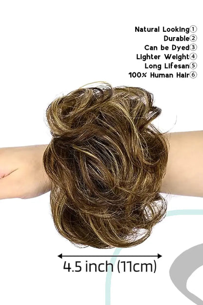 Seully Messy Bun Hair Piece Medium Brown with Highlights