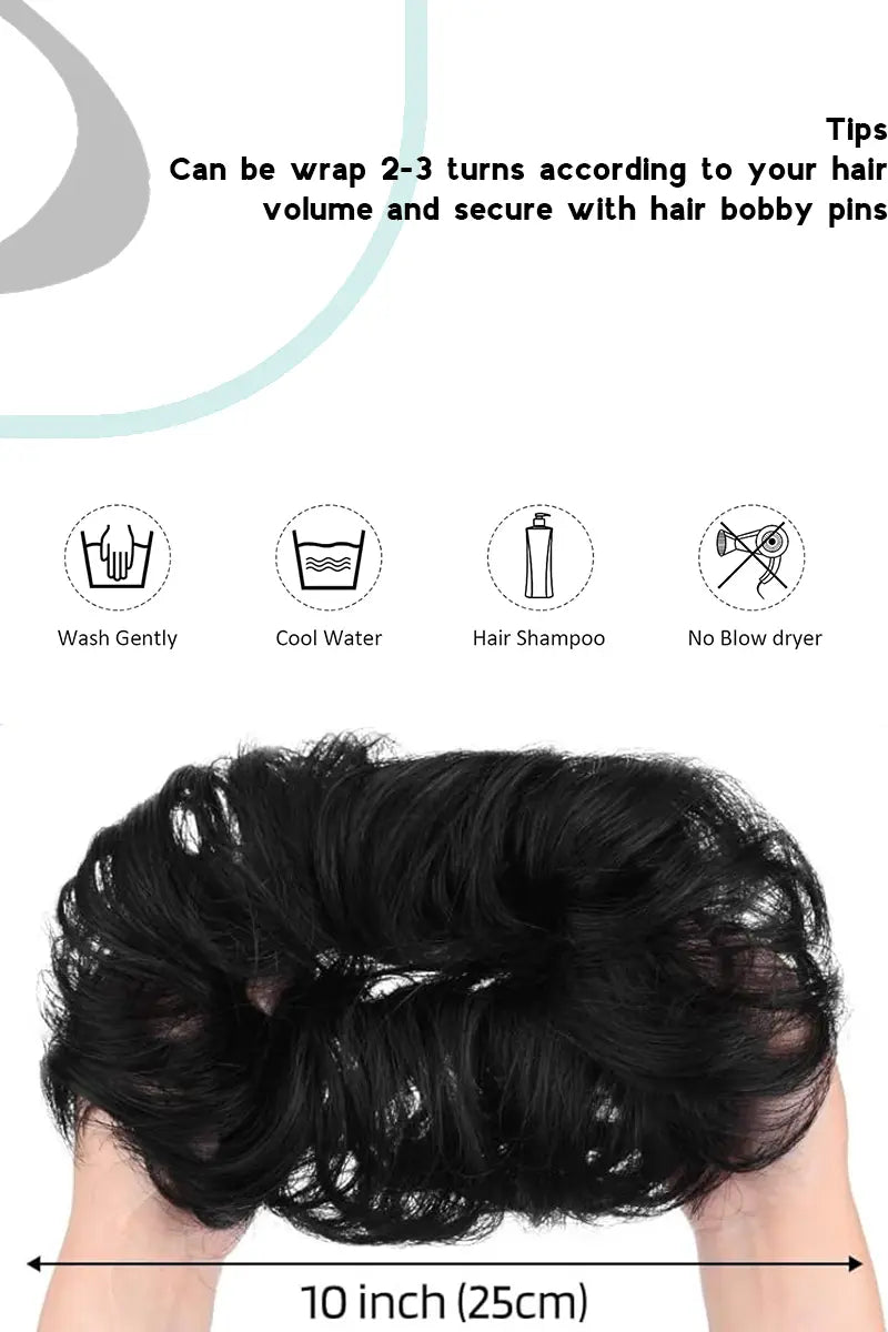 Chignon décoiffé Seully en postiche noir naturel