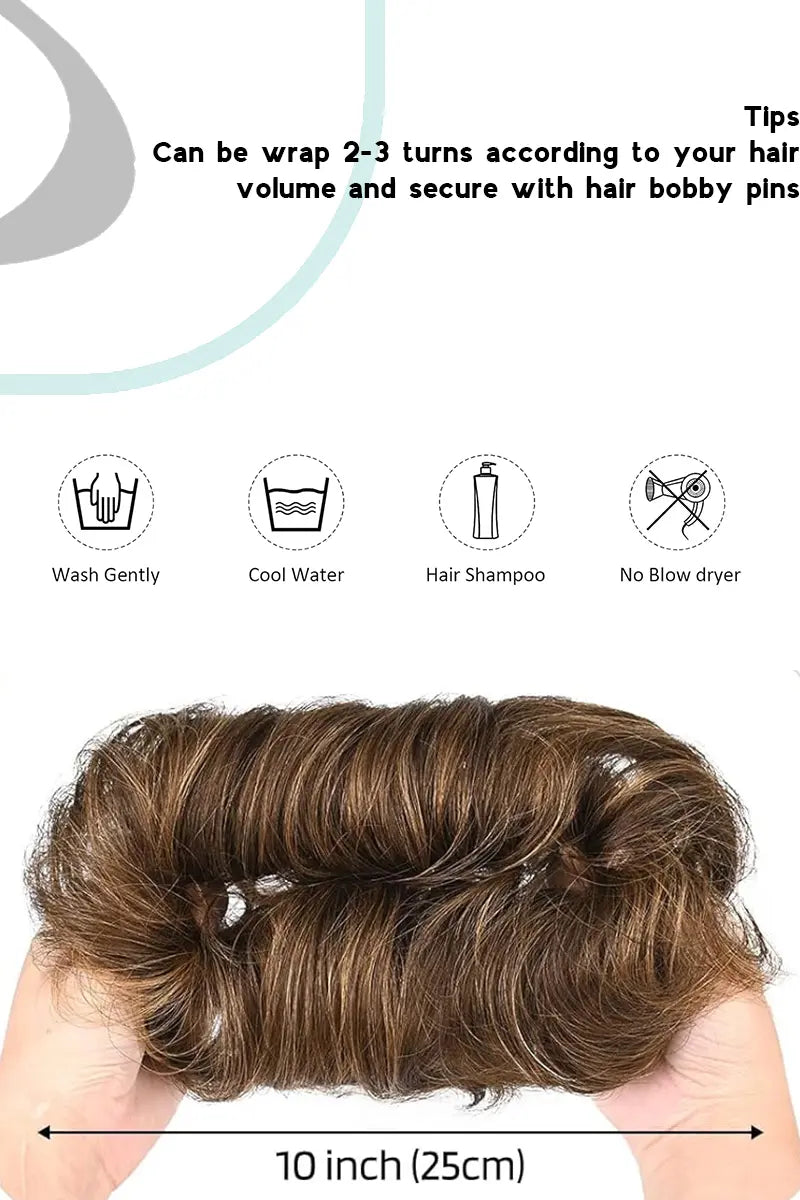 Seully Messy Bun Hair Piece Medium Brown with Golden Blonde Highlights