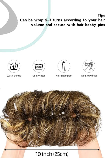 Seully Messy Bun Hair Piece Medium Brown with Highlights