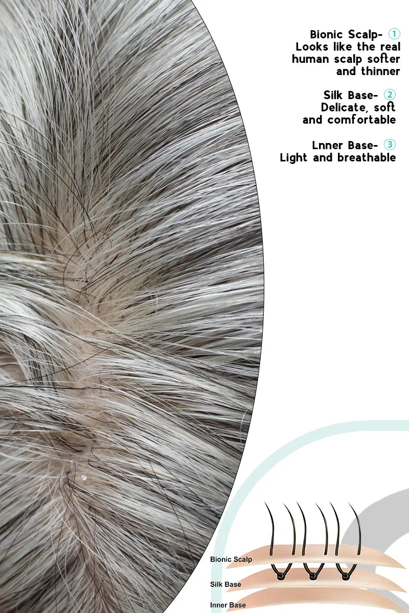 Flavia Silk Top Remy Human Hair Topper Light Grey