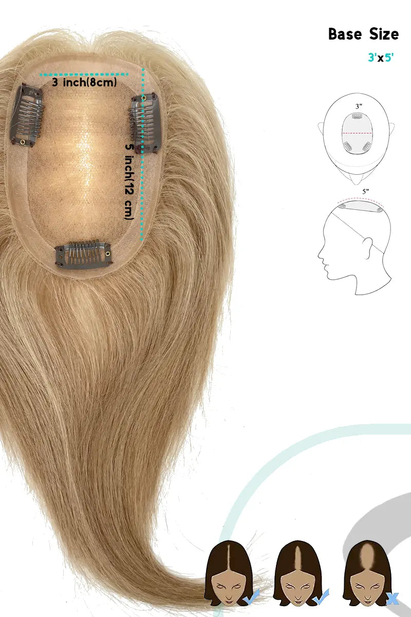 Flavia Silk Top Remy Human Hair Topper Dark Blonde with Light Blonde P#10/16