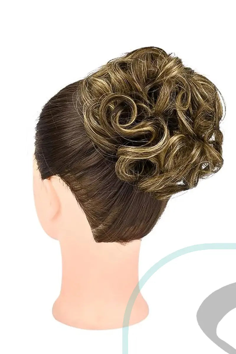 Seully Messy Bun Hair Piece Medium Brown with Highlights