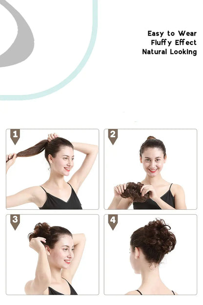 Chignon décoiffé Seully en postiche noir naturel