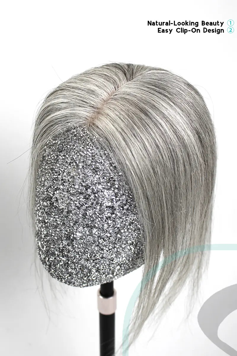 Flavia Silk Top Remy Human Hair Topper Light Grey