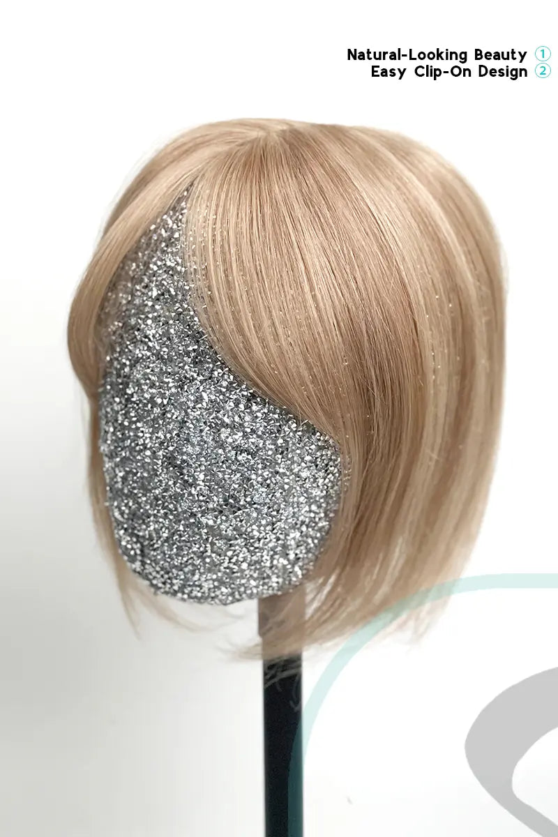 Mona-B Handmade Human Hair Topper with Bangs Dark Blonde with Light Blonde #10/16