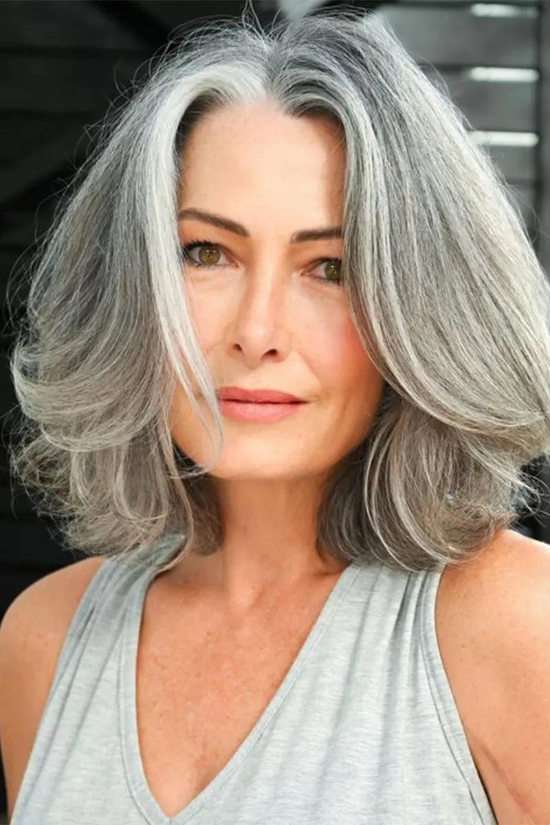 Flavia Silk Top Remy Human Hair Topper Light Grey