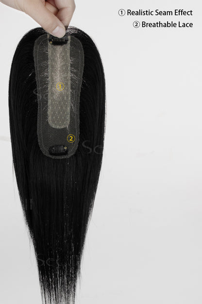 Hera Human Hair Topper Dark Black 
