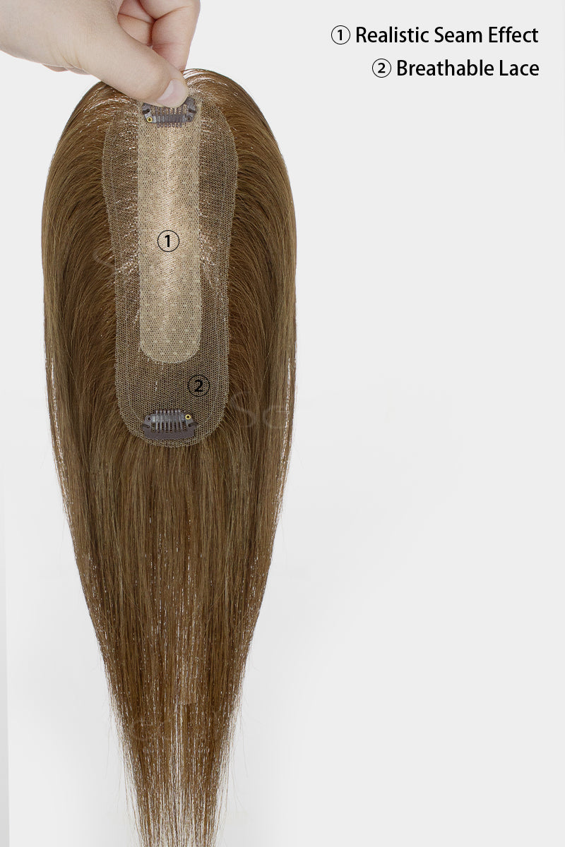 Hera Human Hair Topper Medium Ash Brown 