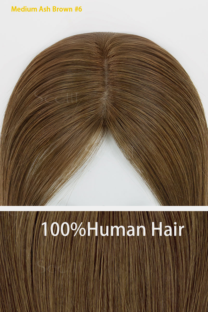 Hera Human Hair Topper Medium Ash Brown 