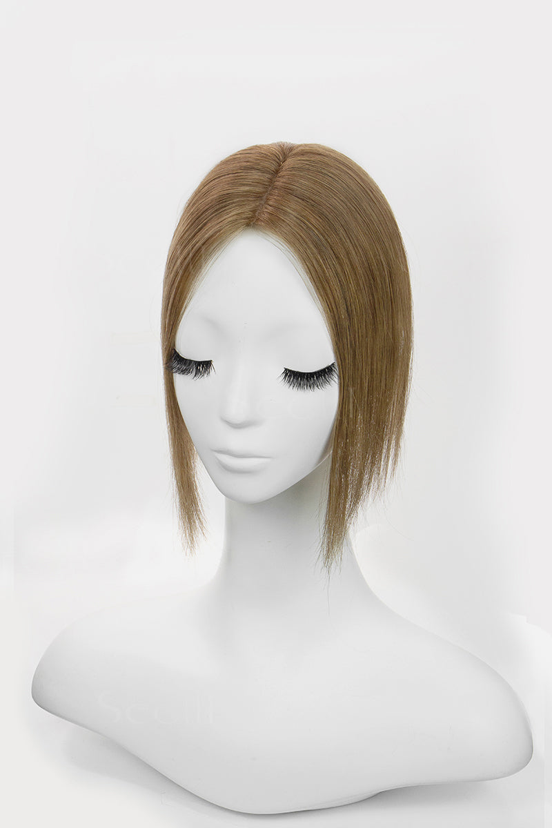 Hera Human Hair Topper Light Chestnut Brown 