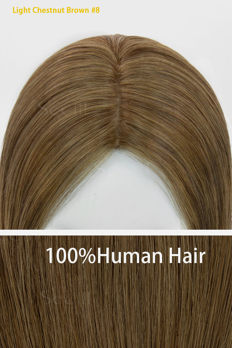 Hera Human Hair Topper Light Chestnut Brown 