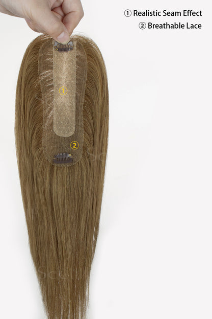 Hera Human Hair Topper Light Chestnut Brown 