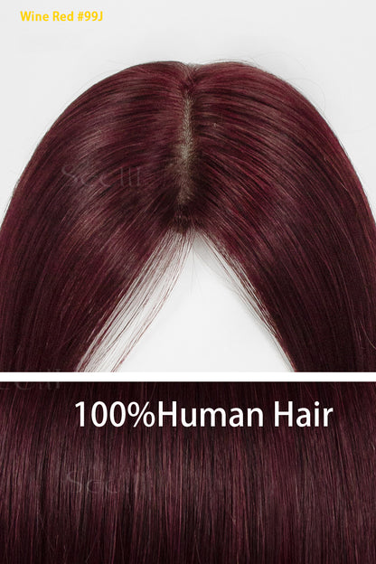 Hera Human Hair Topper Wine Red 