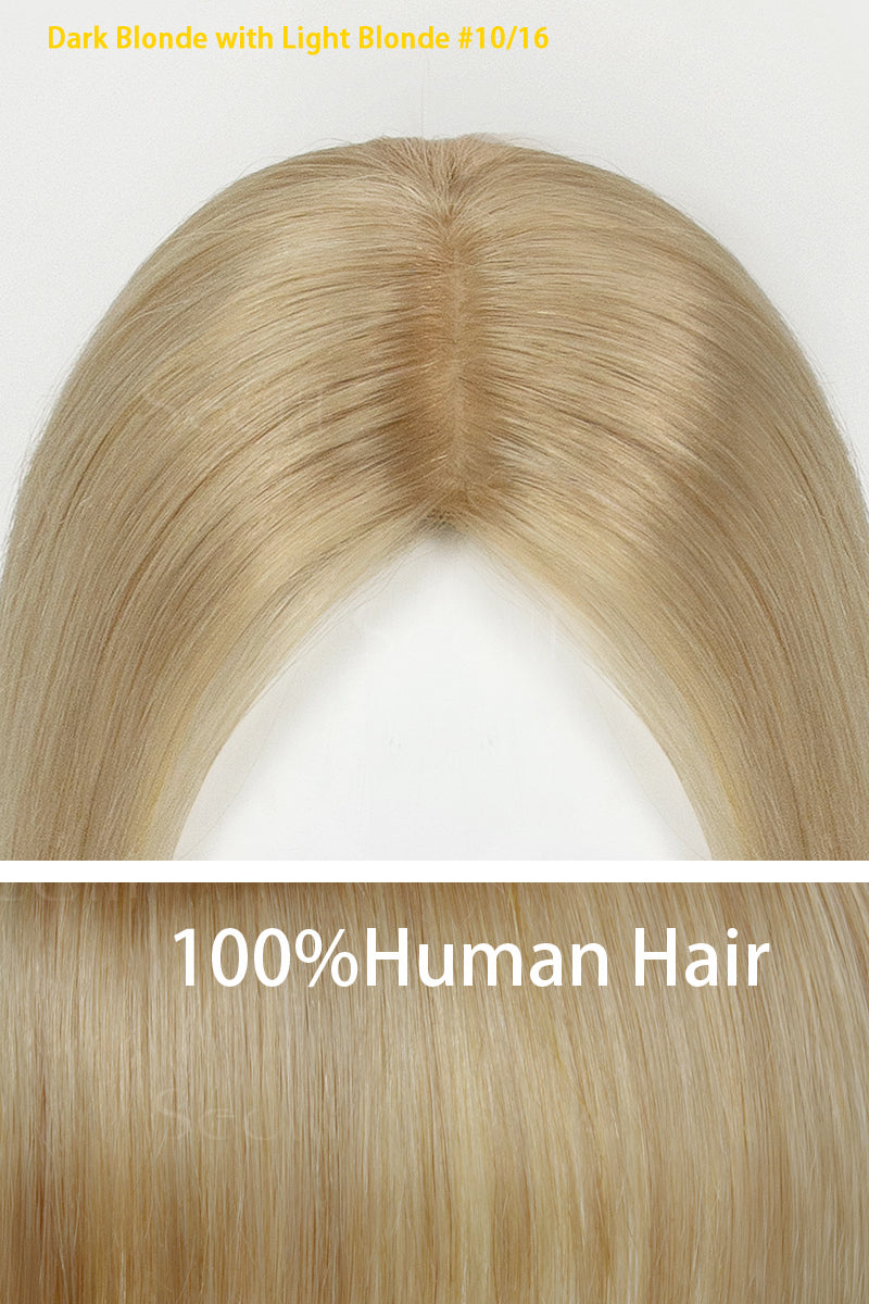 Hera Human Hair Topper Dark Blonde with Light Blonde 