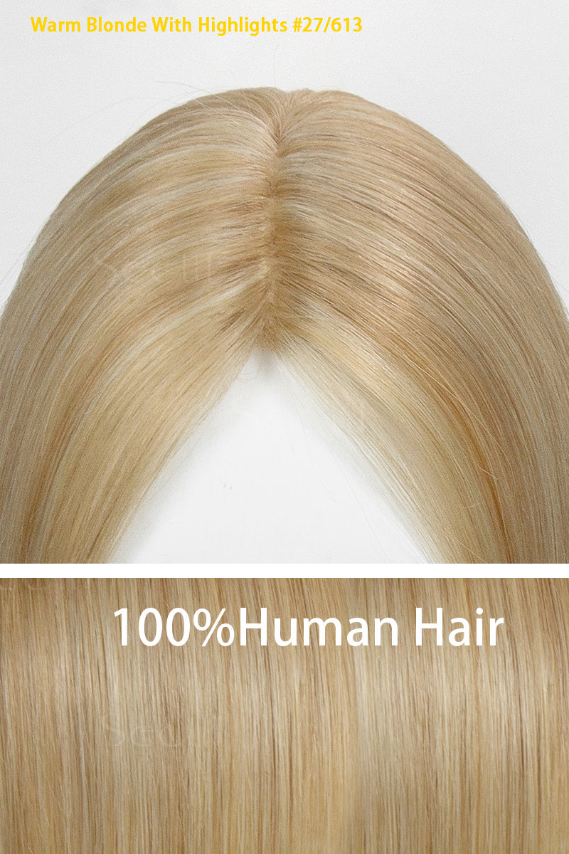 Hera Human Hair Topper Warm Blonde With Highlights 