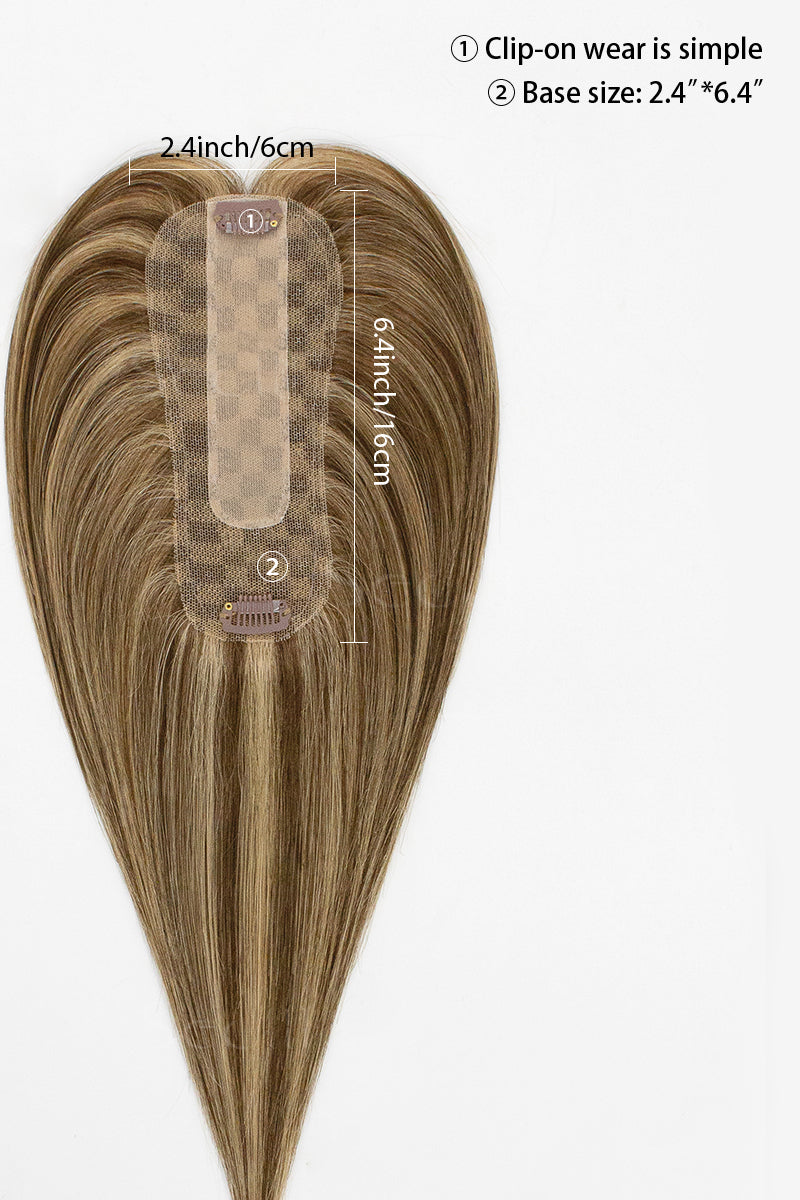 Hera Human Hair Topper Medium Brown with Warm Highlights 