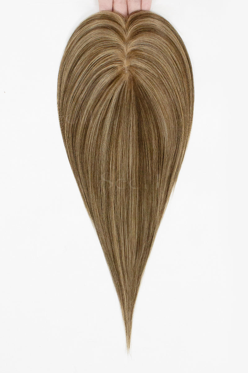 Hera Human Hair Topper Medium Brown with Warm Highlights 