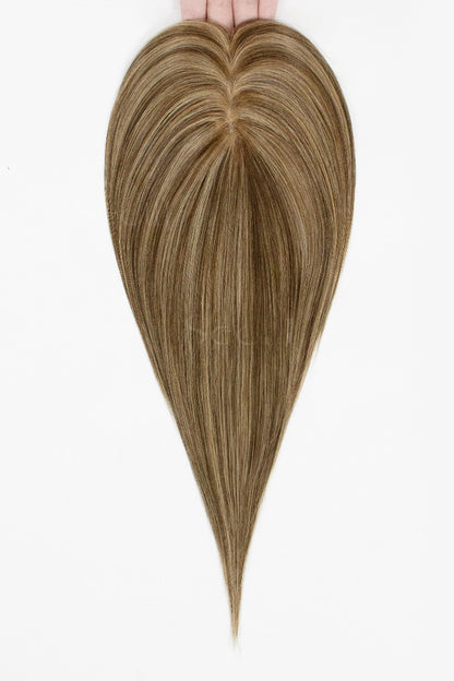 Hera Human Hair Topper Medium Brown with Warm Highlights 