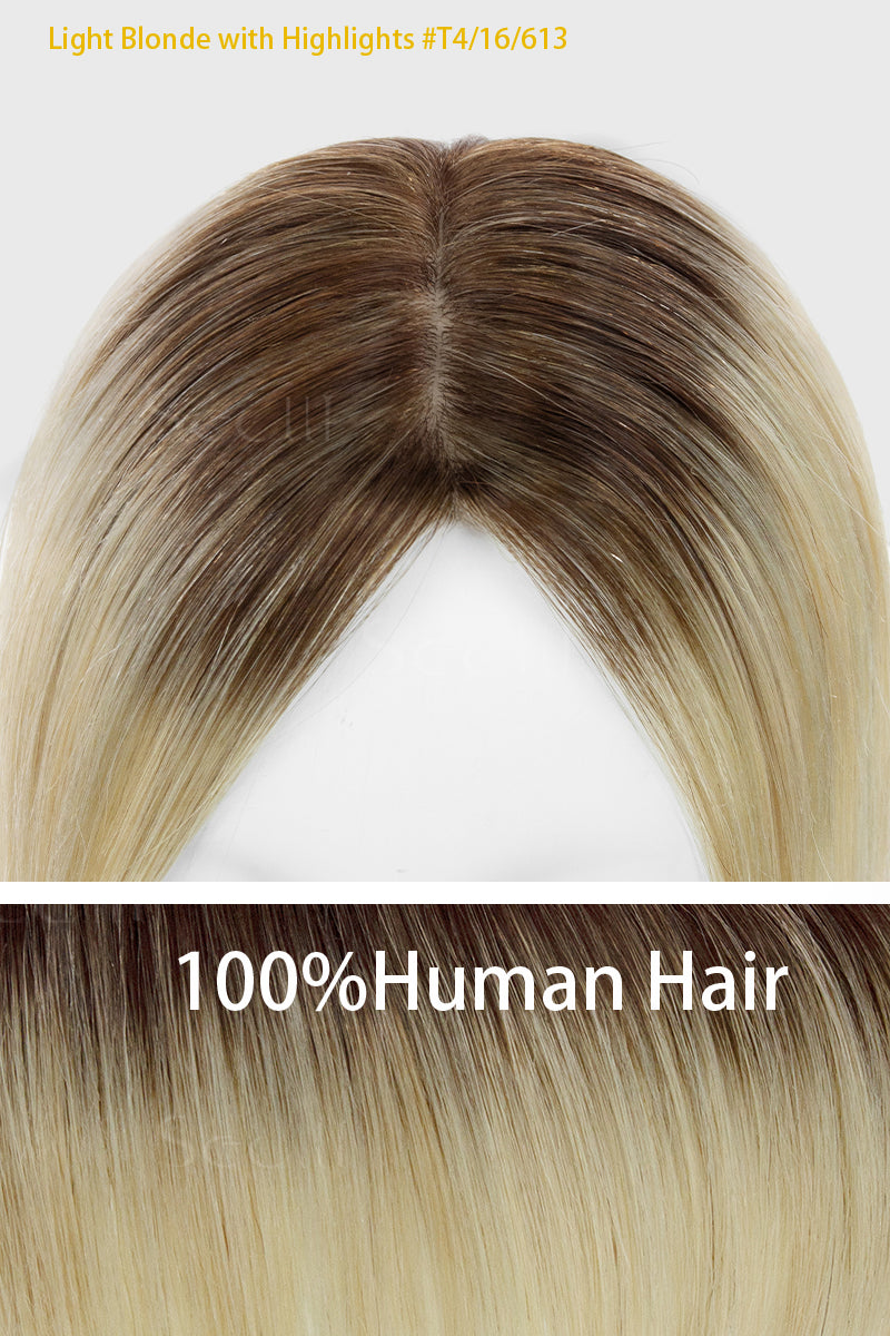Hera Human Hair Topper Light Blonde with Highlights 