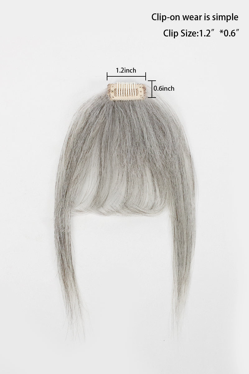 Light Gray hair extension with measurement details on a white background
