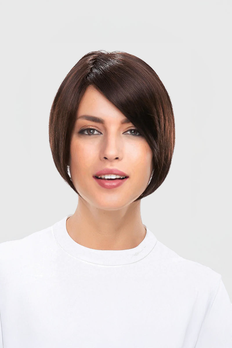 Linda Peluca Bob de Cabello Humano con Encaje Completo Sin Pegamento, Color y Estilo Personalizables