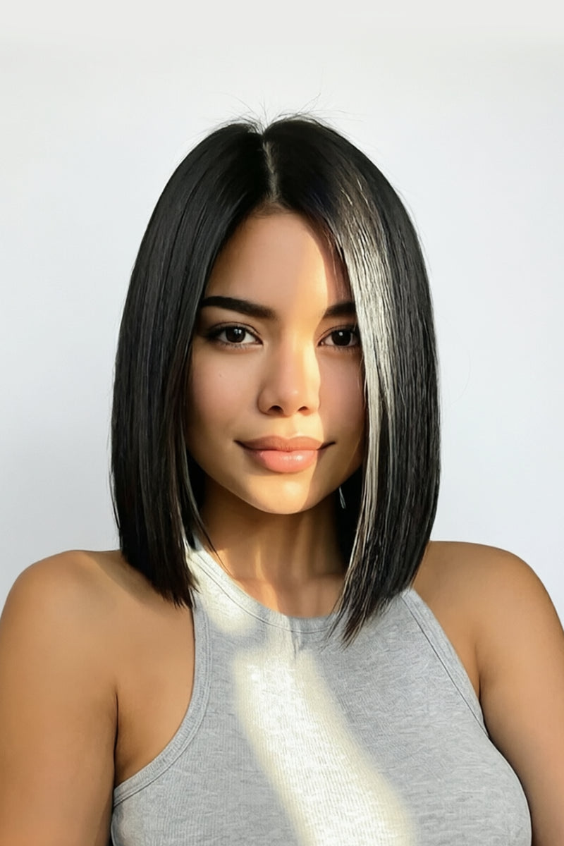 Luna Peluca Bob de Cabello Humano con Encaje Completo Sin Pegamento, Color y Estilo Personalizables