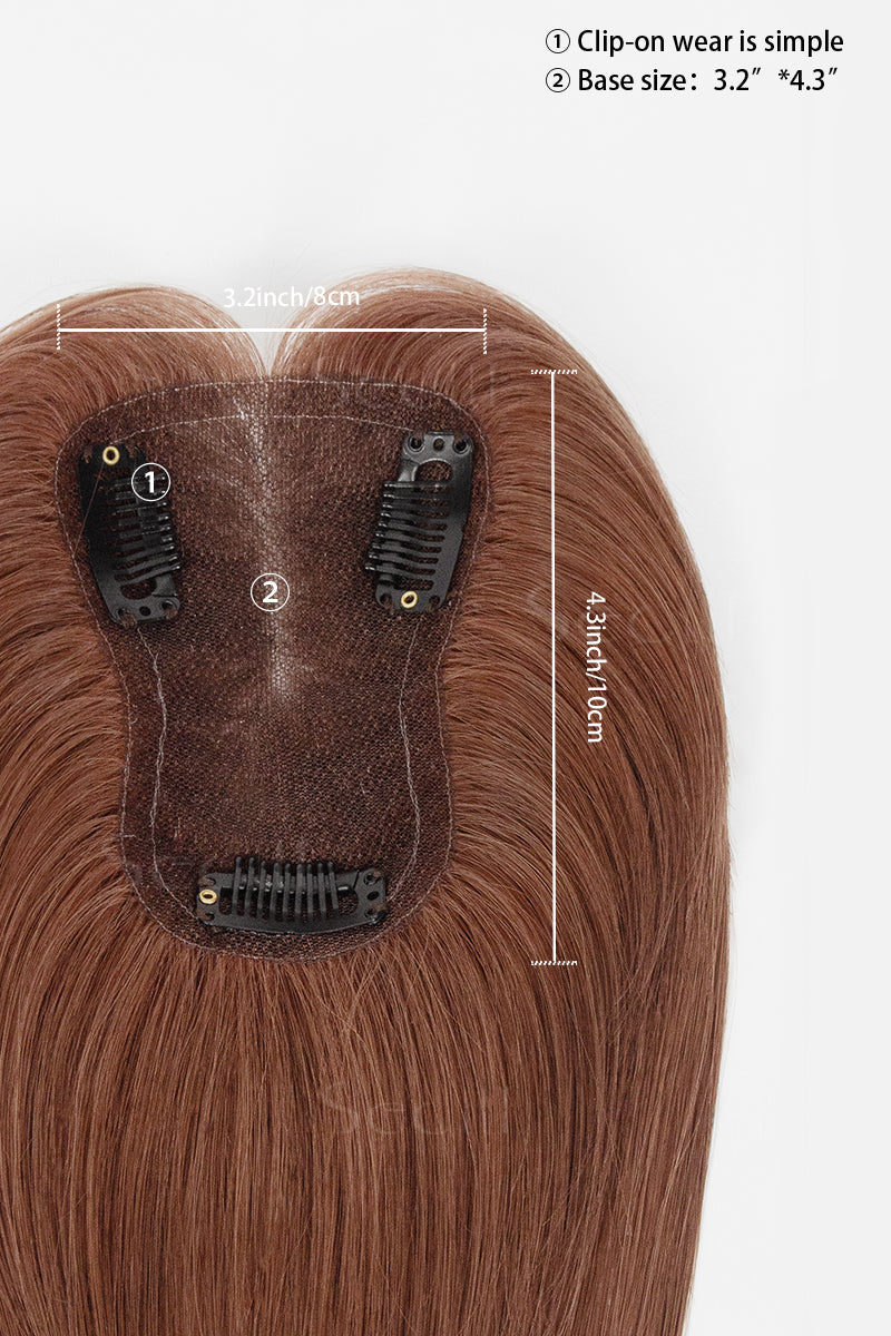 Mona Human Hair Topper Dark Auburn Brown 