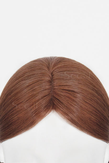 Mona Human Hair Topper Dark Auburn Brown 