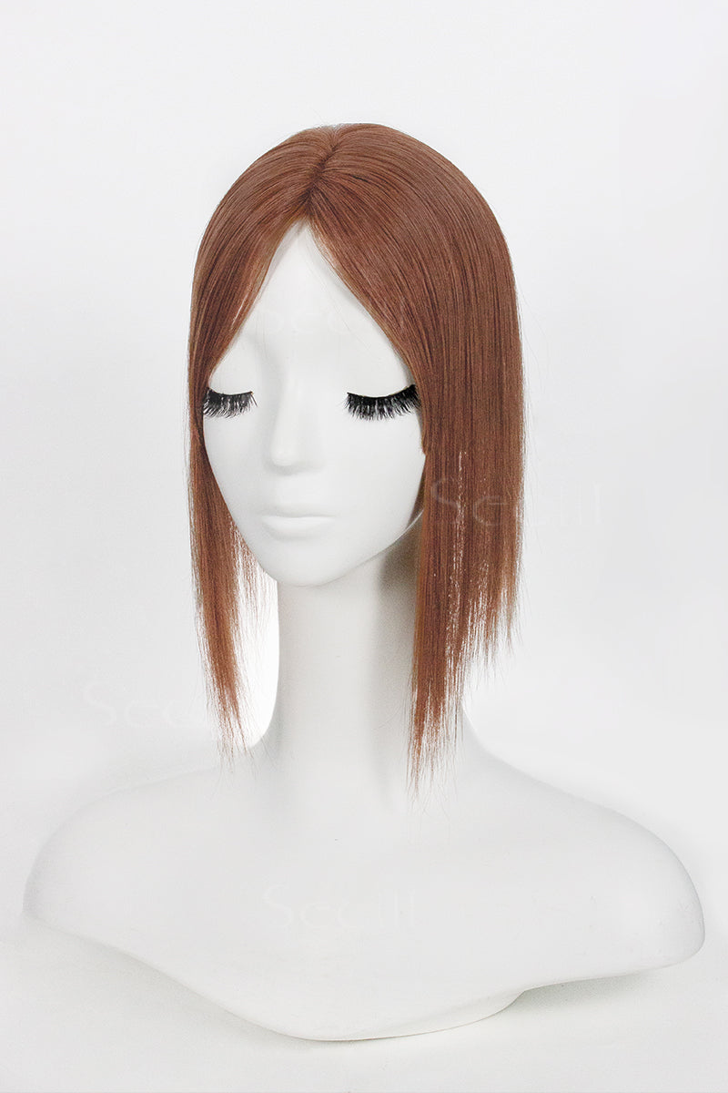 Mona Human Hair Topper Dark Auburn Brown 