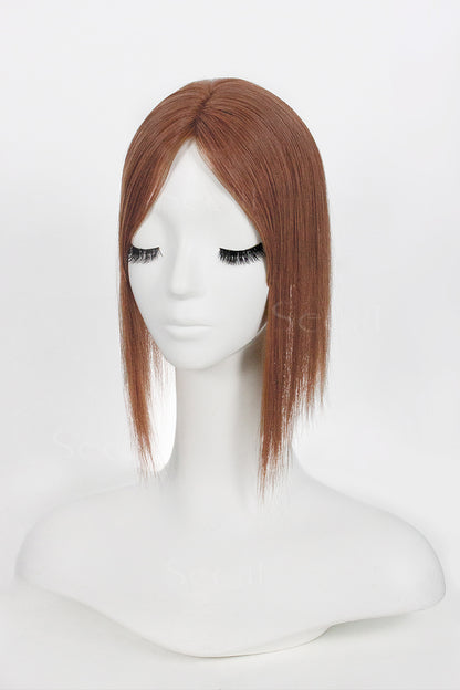 Mona Human Hair Topper Dark Auburn Brown 
