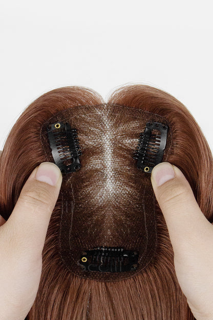 Mona Human Hair Topper Dark Auburn Brown 