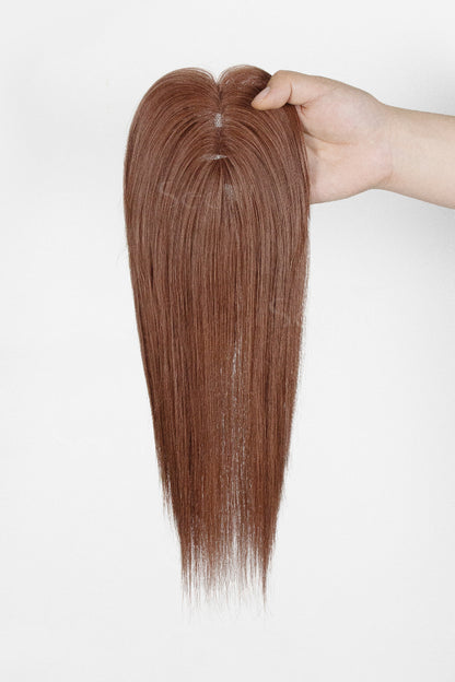 Mona Human Hair Topper Dark Auburn Brown 