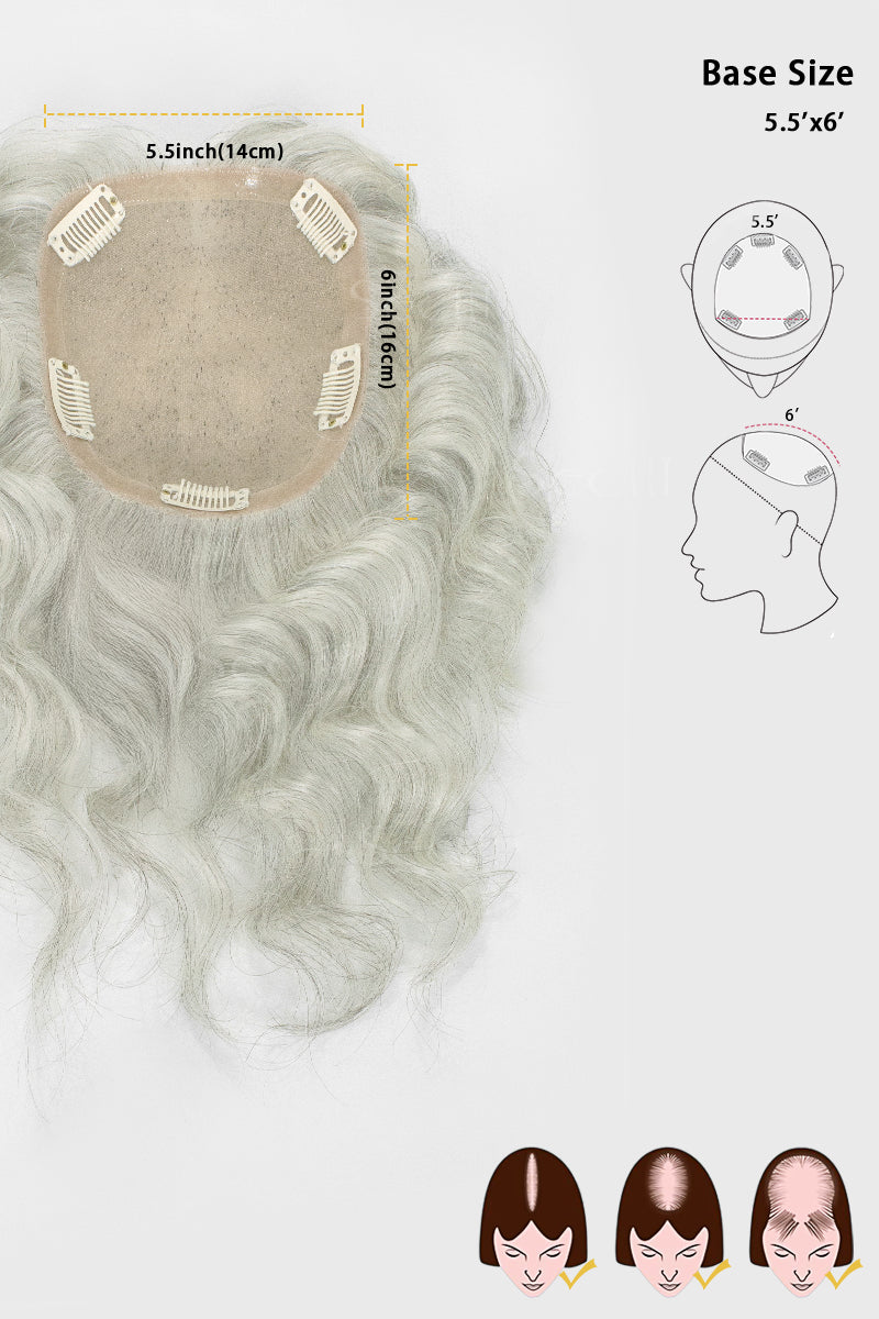 Metis C0-1 Wave Human Hair Toppers Crown Topper No Bangs 