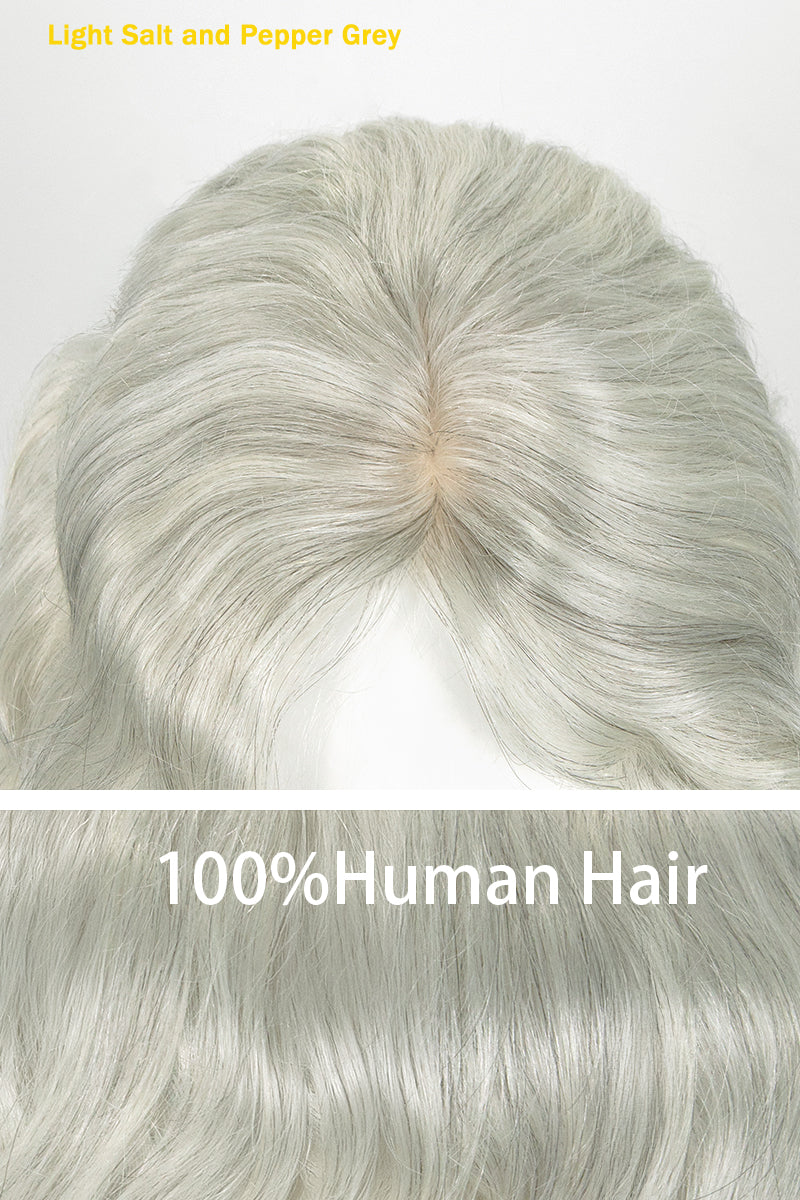 Light salt and pepper grey hair topper with &