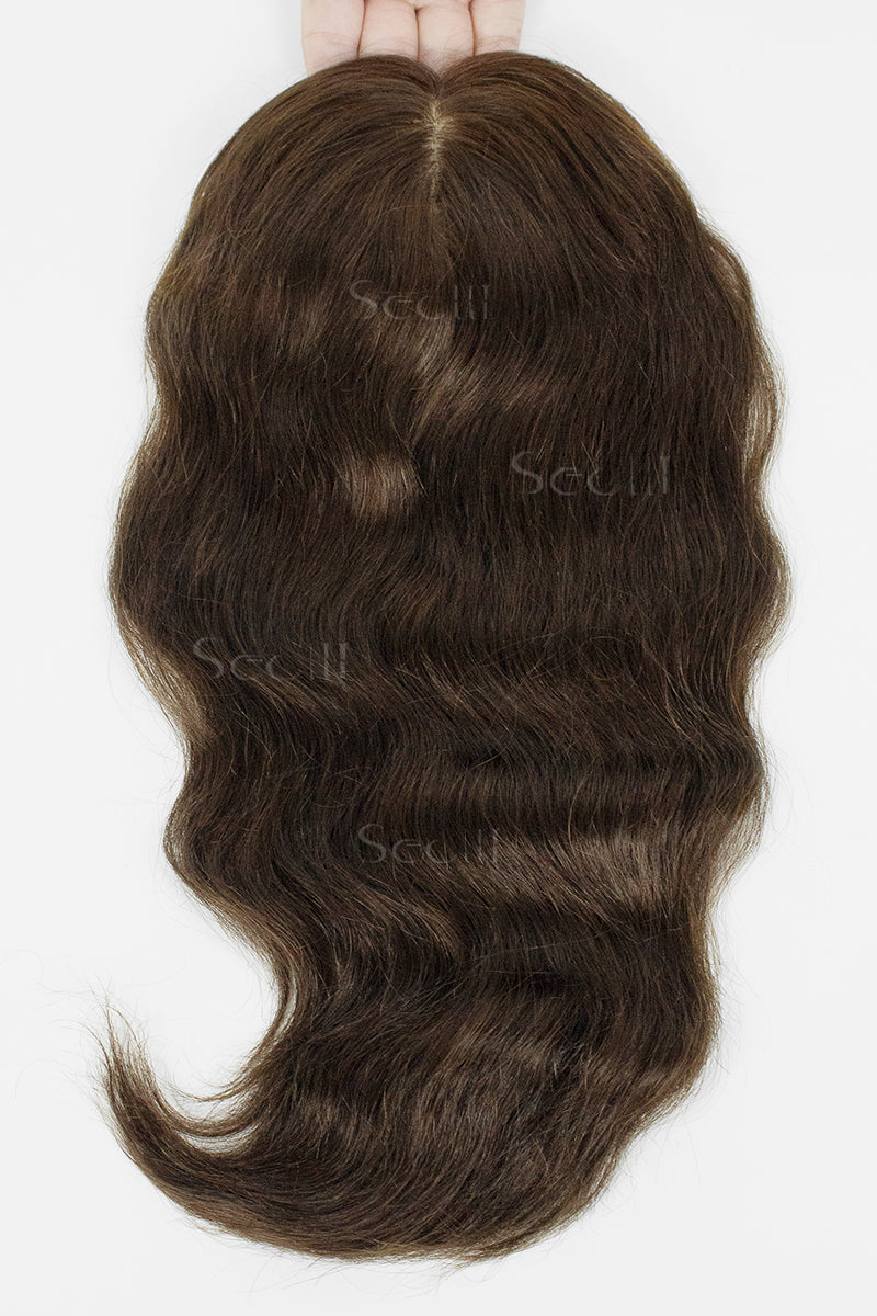 Metis Cabelo Humano Toppers Crown Topper Extensões de Cabelo Castanho Escuro 