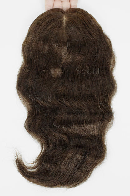 Metis C01 Wave Human Hair Toppers Crown Topper Hair Extensions No Bangs Chocolate Brown 