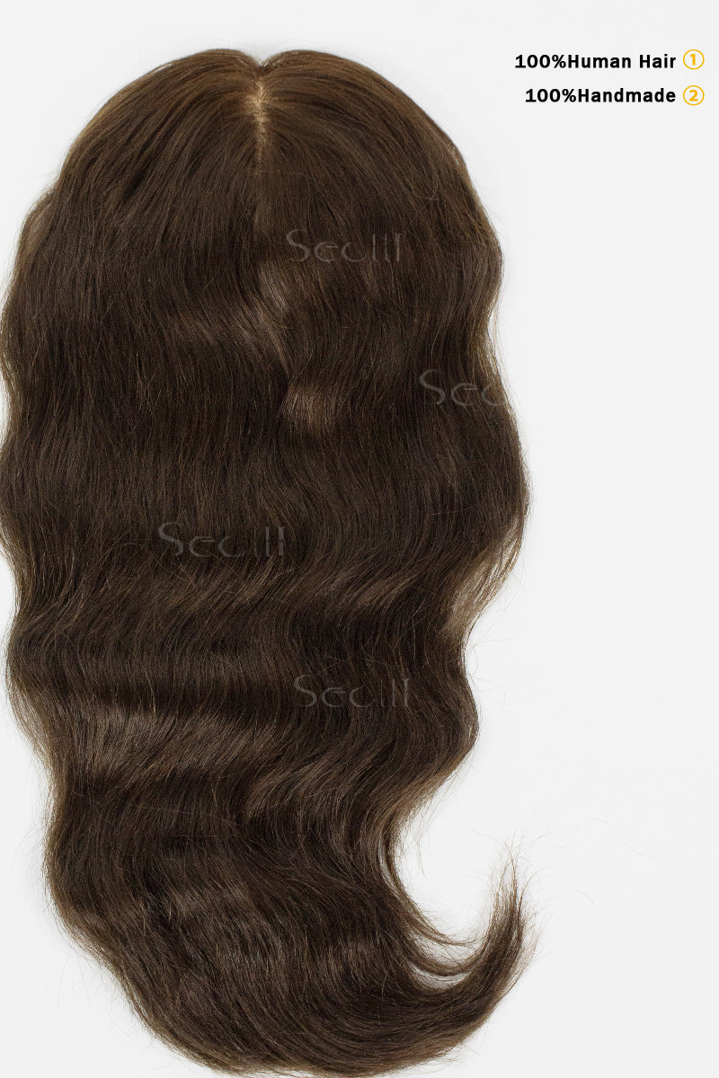 Metis Cabelo Humano Toppers Crown Topper Extensões de Cabelo Castanho Escuro 