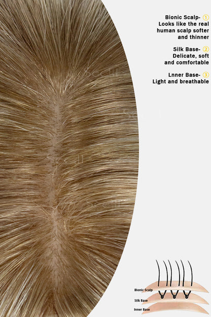 Close-up of a hair product with text describing its features on a white background