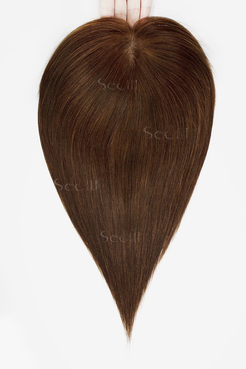 Metis Cabelo Humano Toppers Crown Topper Extensões de Cabelo Castanho Médio 