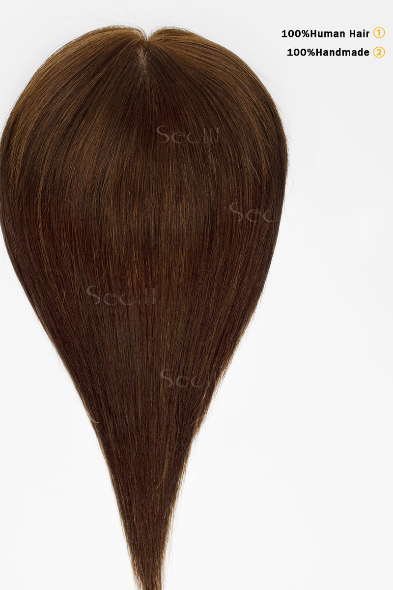 Metis Cabelo Humano Toppers Crown Topper Extensões de Cabelo Castanho Médio 