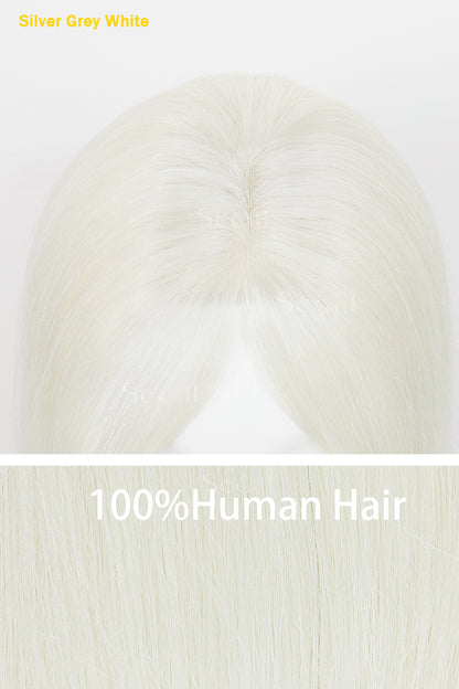 Mona-B Handmade Human Hair Topper with Bangs 