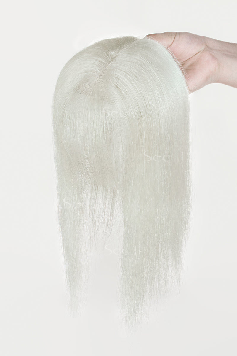 Mona-B Handmade Human Hair Topper with Bangs 