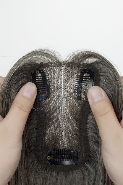 Mona-B Handmade Human Hair Topper with Bangs 