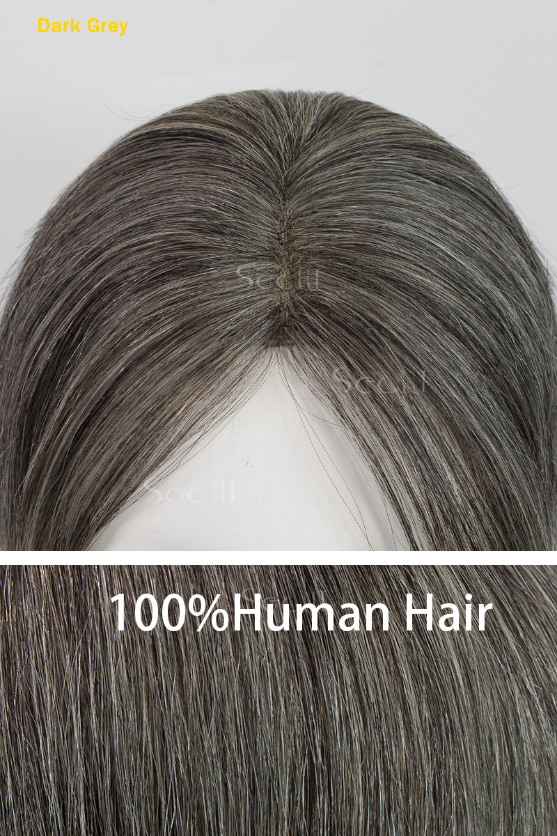 Mona-B Handmade Human Hair Topper with Bangs 