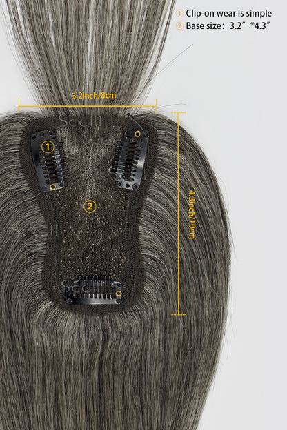 Mona-B Handmade Human Hair Topper with Bangs 