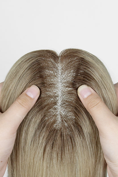 Mona-B hair topper three-quarter back angle view